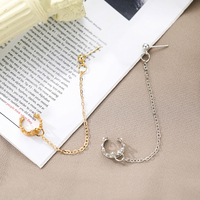 Ensemble de boucles d'oreilles clous minimalistes plaquées or avec chaîne couronne et manchette d'oreille pour femme - Vente en gros de bijoux