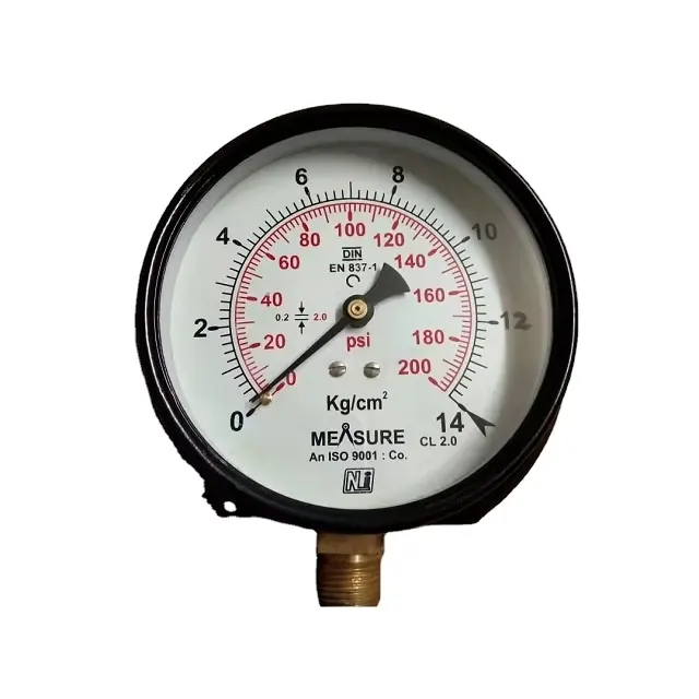 Manómetro de presión lleno de líquido de conexión de latón de alta calidad para monitorear y controlar la presión para la exportación mundial