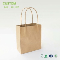 Sac en papier kraft naturel personnalisé avec poignée torsadée pour magasin de détail, emballage cadeau en gros, présentoir vierge pour étagère