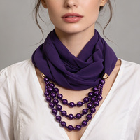 Écharpe-collier 3 couches de perles 2-en-1 en polyester, pièce maîtresse pour femme pour les soirées
