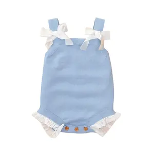 Mim ixiong Hot Sale 100% Baumwolle Kleinkind Baby gestrickte Spitze Kleidung Stram pler für Mädchen Junge