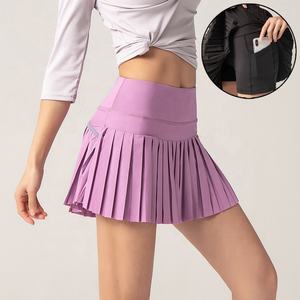 Frauen 2 in 1 Elastic Workout Hohe Taille Athletic Sports Gym Laufen Tennis Golf Tragen Sie kurze Röcke mit inneren Shorts Taschen - Product Image 1