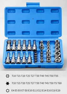 Juego Profesional de 34 Piezas de Llaves de Estrella Torx y E-Torx, con Puntas Macho/Hembra de 1/4", 3/8" y 1/2", con Estuche para Herramientas - Product Image 5