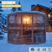 Sauna hybride électrique d'angle Ploutara 250 cm en cèdre canadien, infrarouge traditionnel, certifié ETL et FSC, écologique, préfabriqué