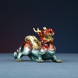 Copper Pixiu Figurine 2Pcs Feng Shui Decoration For Living Room Home Office Entryway Ornament <b>Craft</b> Item - Product Image 2