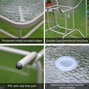 Mesas de aluminio duraderas para exteriores de diseño moderno, juego de <span class=keywords><strong>sillas</strong></span> de jardín de <span class=keywords><strong>PVC</strong></span> impermeables para patio, cafeterías, uso en la playa, Material de madera - Product Image 3