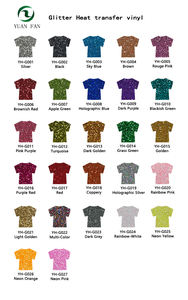 Film vinyle thermocollant pailleté lavable de haute qualité YUANFAN YH-G, film à pelage à chaud PU, 27 couleurs, 50 cm * 25 m/rouleau pour vêtements, t-shirts - Product Image 3