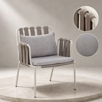 Fauteuil portable moderne en aluminium avec coussin pour extérieur, villa/jardin, imperméable, bordeaux/rose