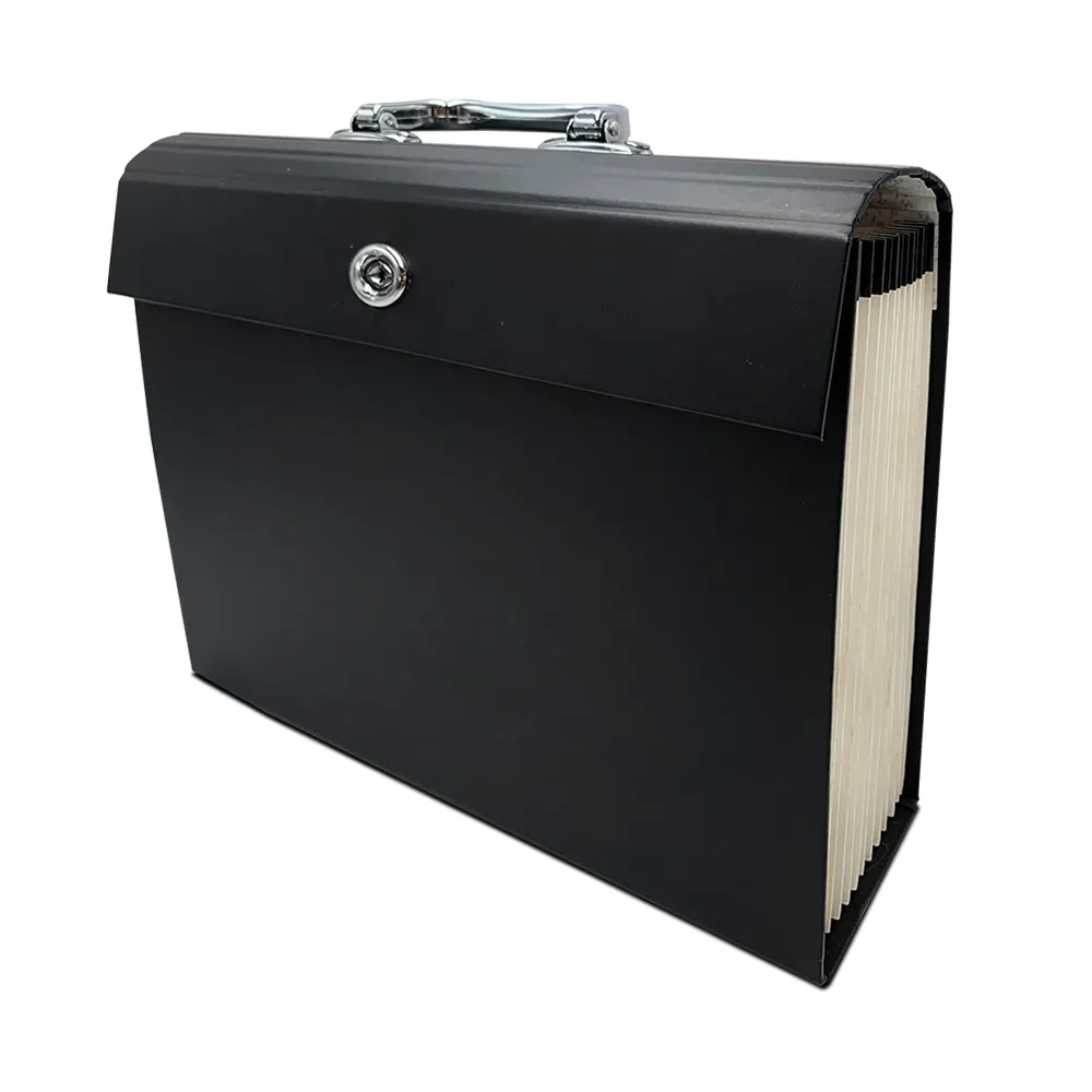 Kotak Folder berkas akordion pengatur dokumen kertas ekspansi ukuran A4 13 kantung Logo kustom dengan pegangan untuk penggunaan kantor sekolah