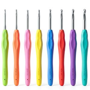 Venta al por mayor de fábrica: Agujas de tejer de metal con mango de silicona suave de 2-10 mm, herramienta de ganchillo para suéteres y accesorios de costura. - Product Image 1