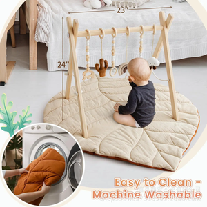 Almohadilla de felpa para dormir para bebé recién nacido 5 en 1, cama de algodón de hoja suave plegable para bebé, juego sensorial de madera, alfombrilla de juego de actividades para gimnasio - Product Image 3