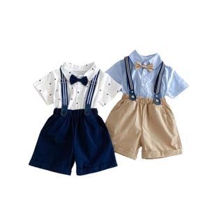 Tenue de gentleman pour tout-petits garçons : <span class=keywords><strong>chemise</strong></span> à manches courtes, short à bretelles et nœud <span class=keywords><strong>papillon</strong></span> pour anniversaire, mariage, fête ou tenue décontractée - Product Image 5