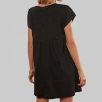 Robe d'été en coton biologique pour femmes, col en v, demi-boutons, style Smock solide, vêtements féminins