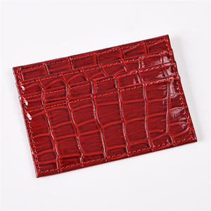 Porte-cartes ultra-fin en cuir de crocodile pour femme, mini porte-cartes bancaires et d'identité - Product Image 4
