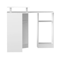 Table d'ordinateur d'angle 94 cm avec 3 niches réglables, base sur pied, capacité de charge 50 kg, idéale pour petite chambre ou bureau