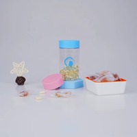 Bouteille en plastique PET transparente de 275 cc, bouteille ronde pour pilules de vitamines, emballage de compléments alimentaires, conteneur avec bouchon lisse à profil haut