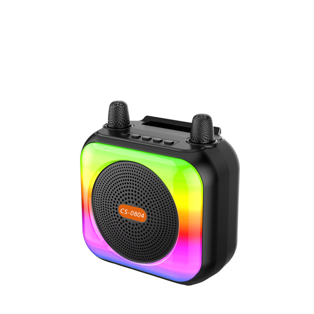 Party Speaker Single 8-inch RGB Phantom Full Plastic Magic Sound Radio Portable Karaoke Wireless Speaker with Microphone