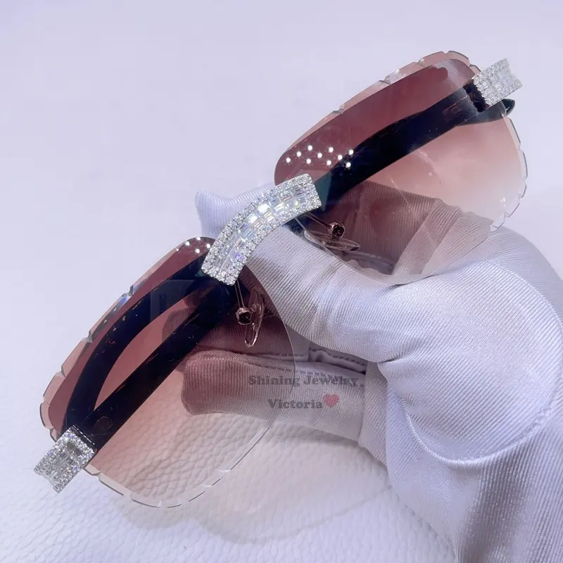 bling bling rapper jewelry hip hop iced out baguette cut GRA vvs moissanite diamond sunglasses