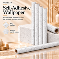 Papier peint vinyle auto-adhésif MORLENX effet terrazzo, blanc, texture marbre, autocollant mural en PVC, imperméable, résistant aux plis, pour cuisine