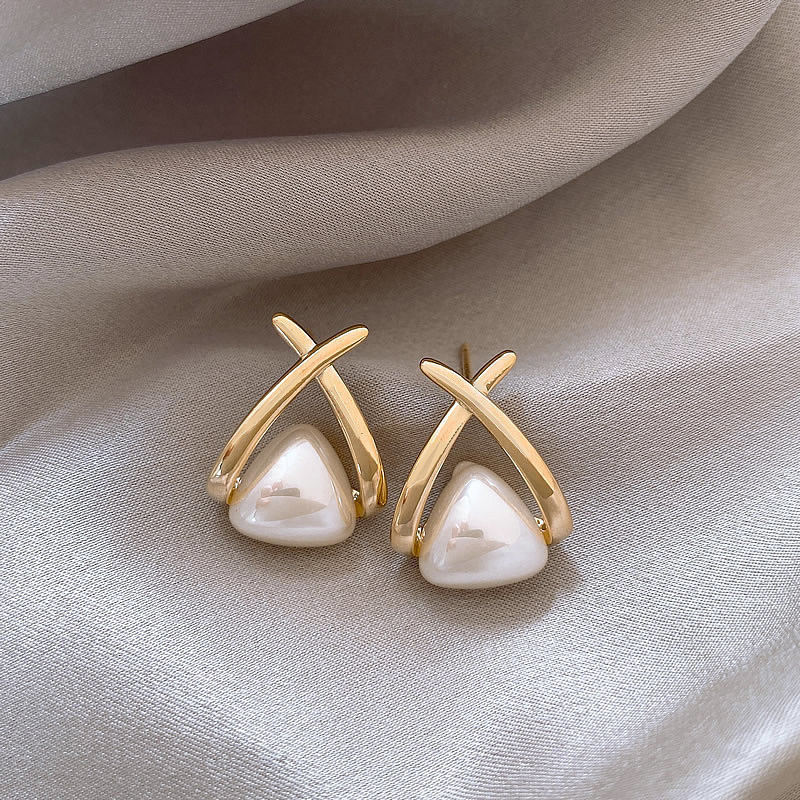 Crossed Pearl Earrings