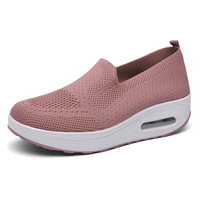 Chaussures décontractées pour femmes, couleur unie, tendance, à bout peu profond, en maille respirante, baskets confortables pour l'extérieur