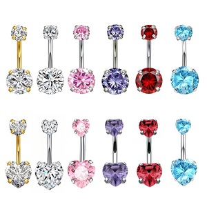 <span class=keywords><strong>Piercing</strong></span> all'<span class=keywords><strong>Ombelico</strong></span> alla Moda con Doppio Cuore Circolare in Zirconia, Anelli per l'<span class=keywords><strong>Ombelico</strong></span> in Acciaio Inossidabile all'Ingrosso per Donne - Product Image 1