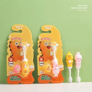 Meilleure vente brosse à dents manuelle extra souple personnalisée unique brosse à dents pour enfants brosse à dents de dessin animé avec manche en forme de canard