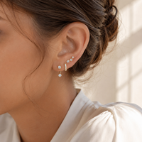 Boucles d'oreilles empilables en or avec mini zircon transparent, clous, pendantes, créoles Huggie, bijoux d'oreille pour cartilage
