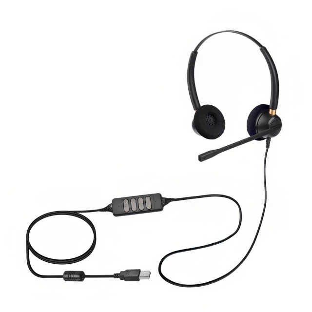 Dual USB Wired Call Center Headset with Noise Cancelling Microphone Business Headphone for PC Laptop, OEM logo
