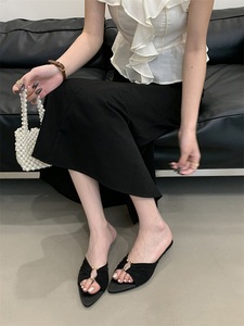 Sandalias Planas Elegantes Francesas de Diseño 2025 con Punta Abierta para Mujer, Color Verde Seda, Primavera-Verano, para Fiestas - Product Image 4