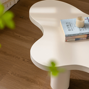 Bàn cà phê hiện đại màu trắng kem đặt <span class=keywords><strong>2</strong></span> trong <span class=keywords><strong>1</strong></span> kính không đều hàng đầu bảng phòng khách sạn dễ dàng lắp ráp - Product Image 5