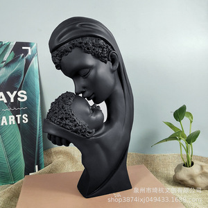 Figura de resina de madre e hijo, escultura dorada, decoración interior para el hogar, adorno artístico de padres e hijos, regalo del Día de la Madre - Product Image 3