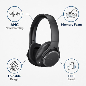 Derniers écouteurs 6.0 - <span class=keywords><strong>Casque</strong></span> sans fil ANC profond -45 dB, pliable, son stéréo HIFI, autonomie <span class=keywords><strong>de</strong></span> 50 heures - Product Image 2