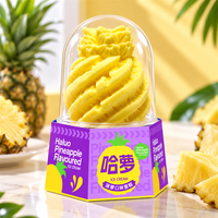 Transparante PET plastic verpakkingsschaal voor 3D fruit-ijs met op maat bedrukte papieren hoes en diverse designs