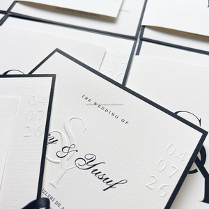 Luxury Classic <b>Wedding</b> <b>Invitation</b> Card <b>Embossed</b> Design Letterpress Printing Fancy Paper Custom Logo Color Options Printing - Product Image 2