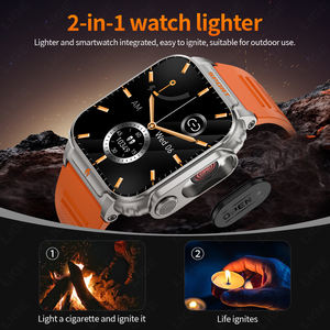 Montre intelligente LIGE BWP60 2 en 1 Briquet électronique Répondre aux appels Montre intelligente pour hommes Lecteur de musique Montre <span class=keywords><strong>d</strong></span>'extérieur IOS Android - Product Image 2