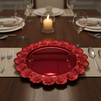 Assiette de Présentation Dorée en Plastique PP de 13 Pouces, Motif Personnalisé, Luxe, Durable et Réutilisable pour Mariages, Anniversaires et Festivals – Choix Premium