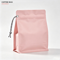 Sac à café recyclable à fond plat avec valve, sac de conservation en aluminium thermoscellable avec fermeture éclair 340g, 250g