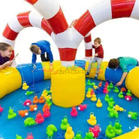Jeu de Pêche de Canards Gonflable en Plein Air pour Enfants, Fête Amusante, avec Pompe à Eau, pour Piscine ou Étang