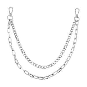Cadena de cintura metálica de doble capa, estilo punk urbano, geométrica, de aleación de zinc, para uso diario, cadena colgante para jeans de mezclilla - Product Image 5