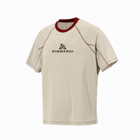 T-shirts personnalisés avec logo, coupe ample, manches raglan courtes, blocs de couleur, surpiqûres contrastées, broderie