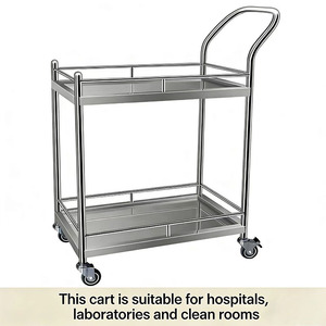 Durable <strong>Double</strong> <strong>Layer</strong> Multi-Level 201 Stainless Steel Anti-Rust Utility <strong>Trolley</strong> Brake Wheels Load Capacity 200kg Industrial Use - Product Image 2