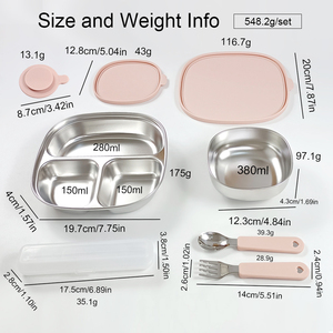 <span class=keywords><strong>Accesorios</strong></span> para la Alimentación del Bebé, Juego de Vajilla de Acero Inoxidable, LOGO <span class=keywords><strong>Personalizado</strong></span>, Plato y Tazón para Niños con Tapa de Silicona, Cuchara Duradera - Product Image 4