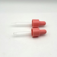 Bouchon compte-gouttes en plastique rose 18 mm 18/415 avec pipette en verre et embout en caoutchouc rose pour flacon compte-gouttes en verre d'huile essentielle