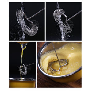 Blender manuel de <span class=keywords><strong>cuisine</strong></span>, petit, en acier inoxydable, batteur rotatif à pression manuelle, <span class=keywords><strong>fouet</strong></span> écologique pour remuer - Product Image 5