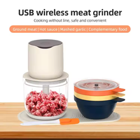 Séparé 3 Bol 600Ml Ail Légumes Viande USB Rechargeable Sans Fil Mini Électrique Alimentaire Hachoir Hachoir À Viande Ménage Portable