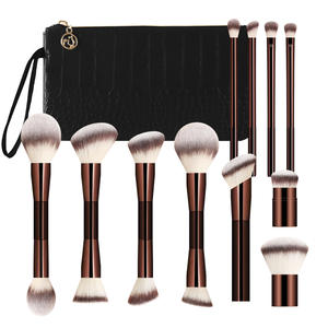 11-Piece Wood Handle Makeup <b>Brush</b> Set Cruelty-Free Synthetic Hair Foundation Contour Powder Multi-Use <b>Brush</b> Kit - Product Image 3