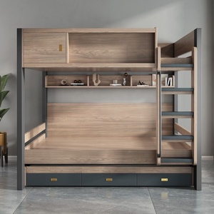 Letto a castello in rovere color carbone con letto estraibile matrimoniale, scale contenitore, cassetti, libreria, scaletta, sponda di sicurezza, finitura venata del legno, mobili per <span class=keywords><strong>camera</strong></span> da letto - Product Image 6