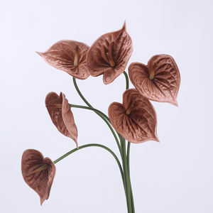 Flores de Anthurium de plástico artificial con tacto realista de un solo tallo, Material de PU, decoración para fiesta de boda en casa, arreglo floral - Product Image 3