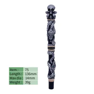 Inhao stylo plume serpent noir plume edium style rétro avec tête de crâne design en métal solide stylo de calligraphie